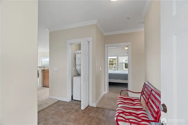 a bedroom with a bed and a view of bedroom