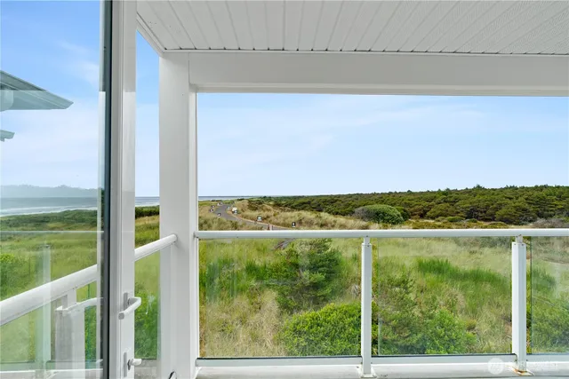 a view of a city from a balcony