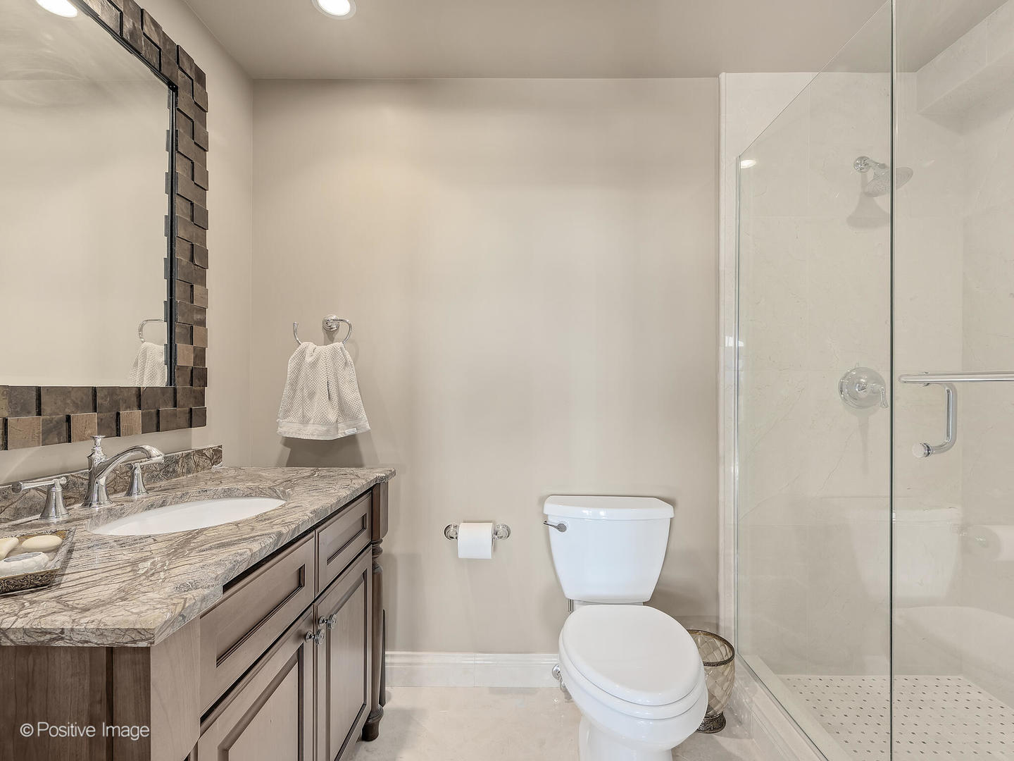 8151 Lake Ridge Drive Burr Ridge, IL 60527 - Photo 30 of 46 a bathroom with a granite countertop sink toilet and shower