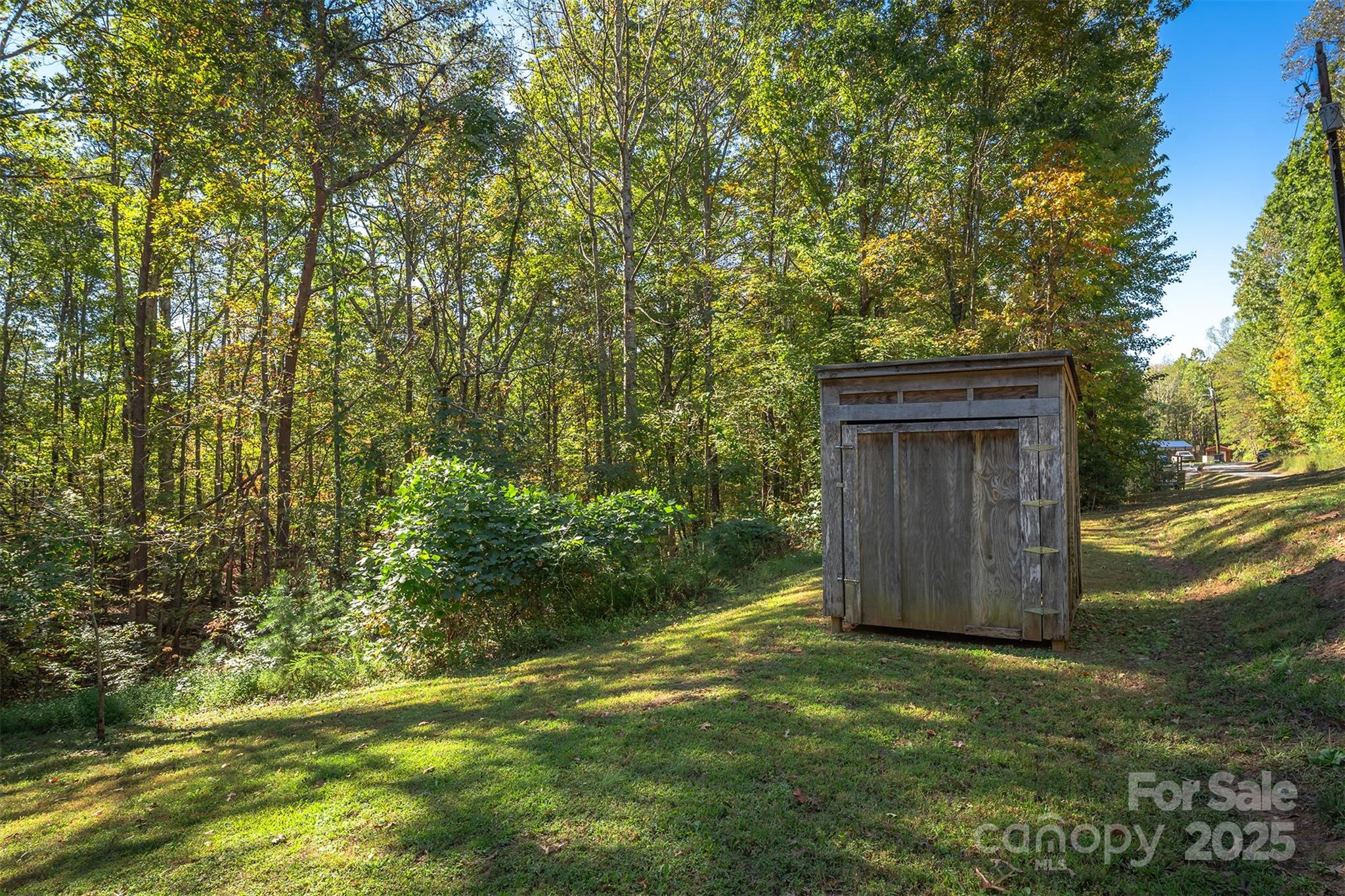 141 Willets Point Boulevard Nebo, NC 28761 - Photo 21 of 29 a backyard of a house with lots of plants and large tree