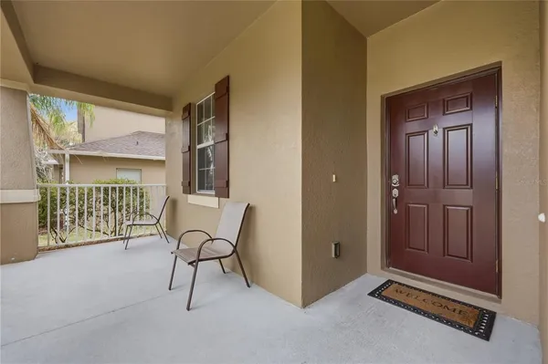 a view of an entryway with a door