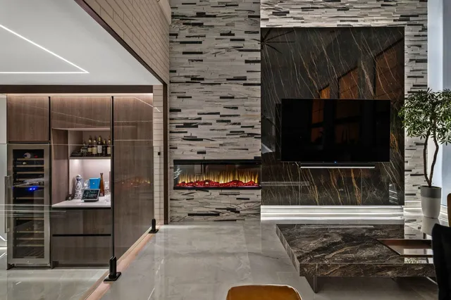 a living room with furniture