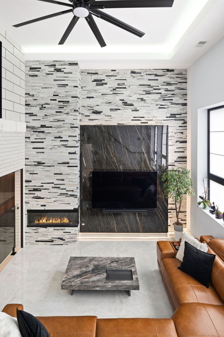 3024 West Irving Park Road, Unit 1S Chicago, IL 60618 - Photo 7 of 44 a living room with furniture and a fireplace