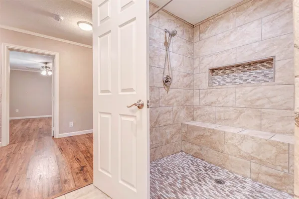 a bathroom with a shower