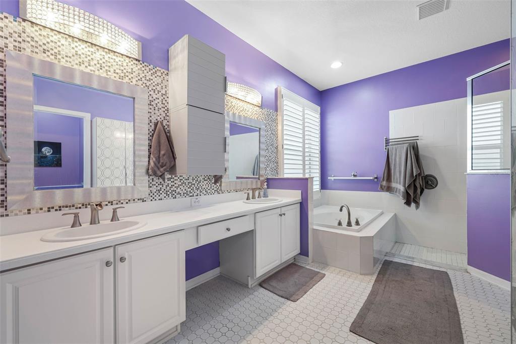 2510 Cross More Street Valrico, FL 33594 - Photo 28 of 43 a spacious bathroom with a double vanity sink a large mirror and bathtub