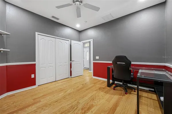 a workspace with furniture