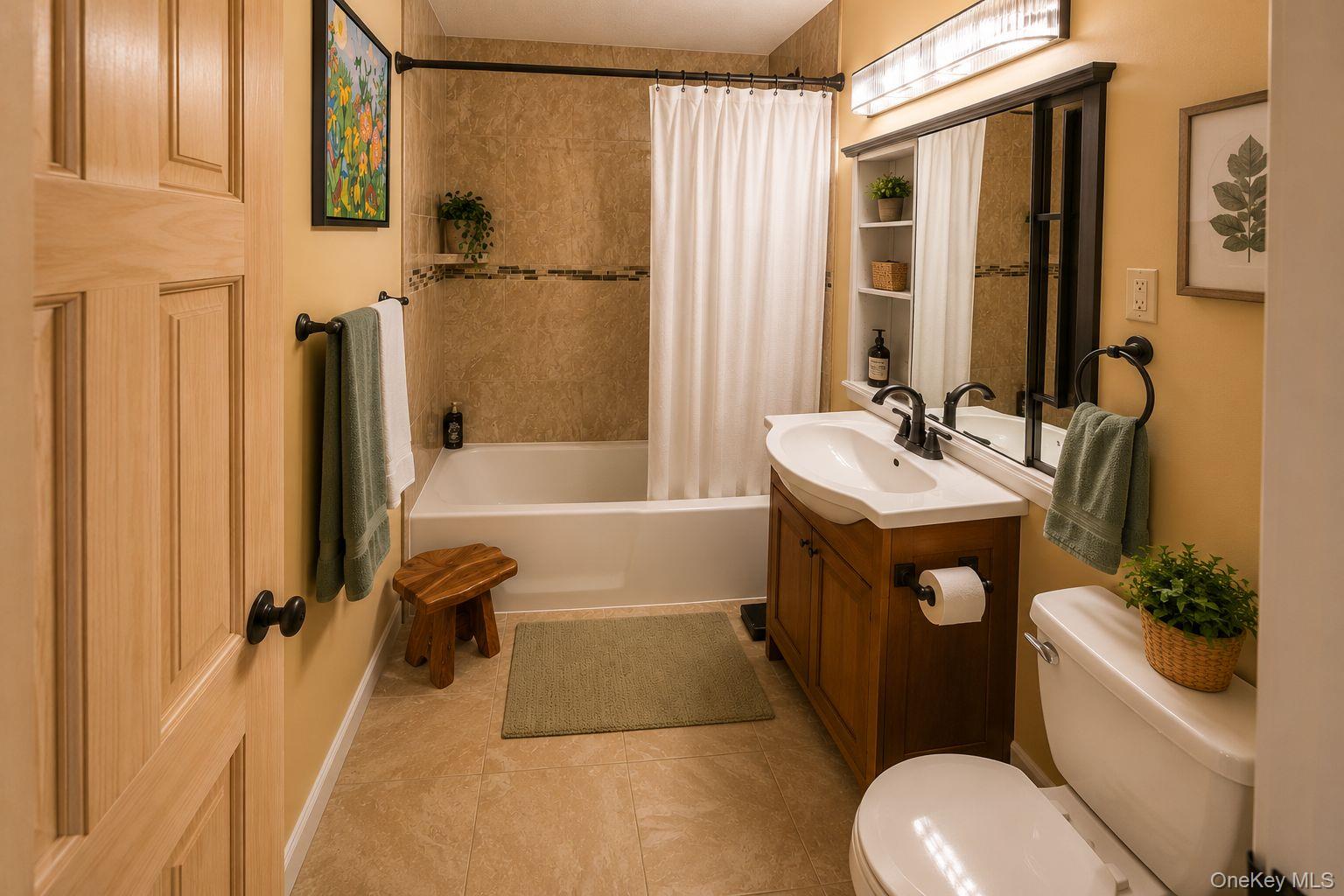 160 Academy Street, Unit 3J Poughkeepsie, NY 12601 - Photo 10 of 14 a bathroom with a sink a toilet and shower