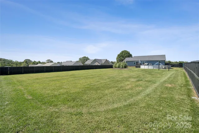 a view of a lake with houses in the back