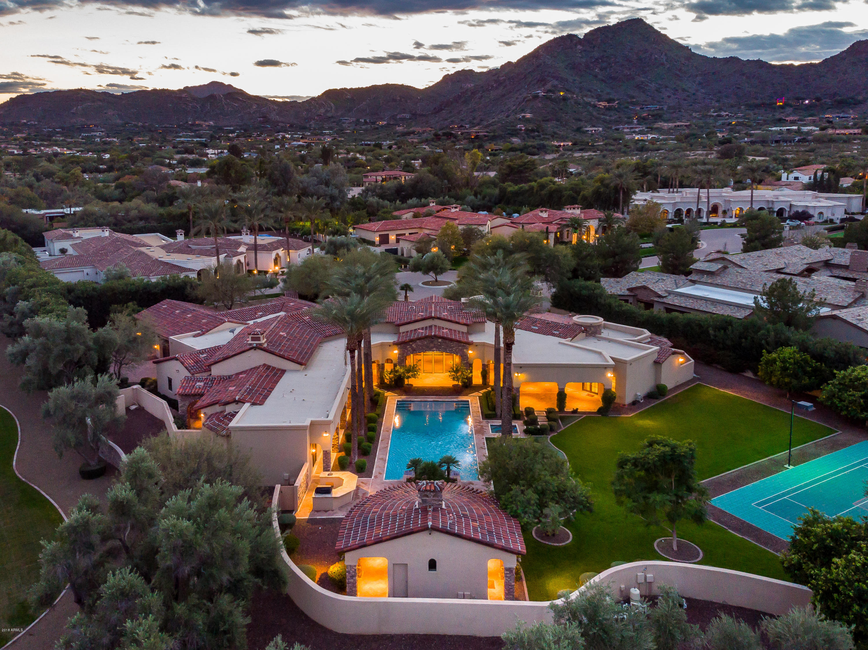 6390 East Royal Palm Road Paradise Valley, AZ 85253 - Photo 2 of 58 an aerial view of residential houses and outdoor space