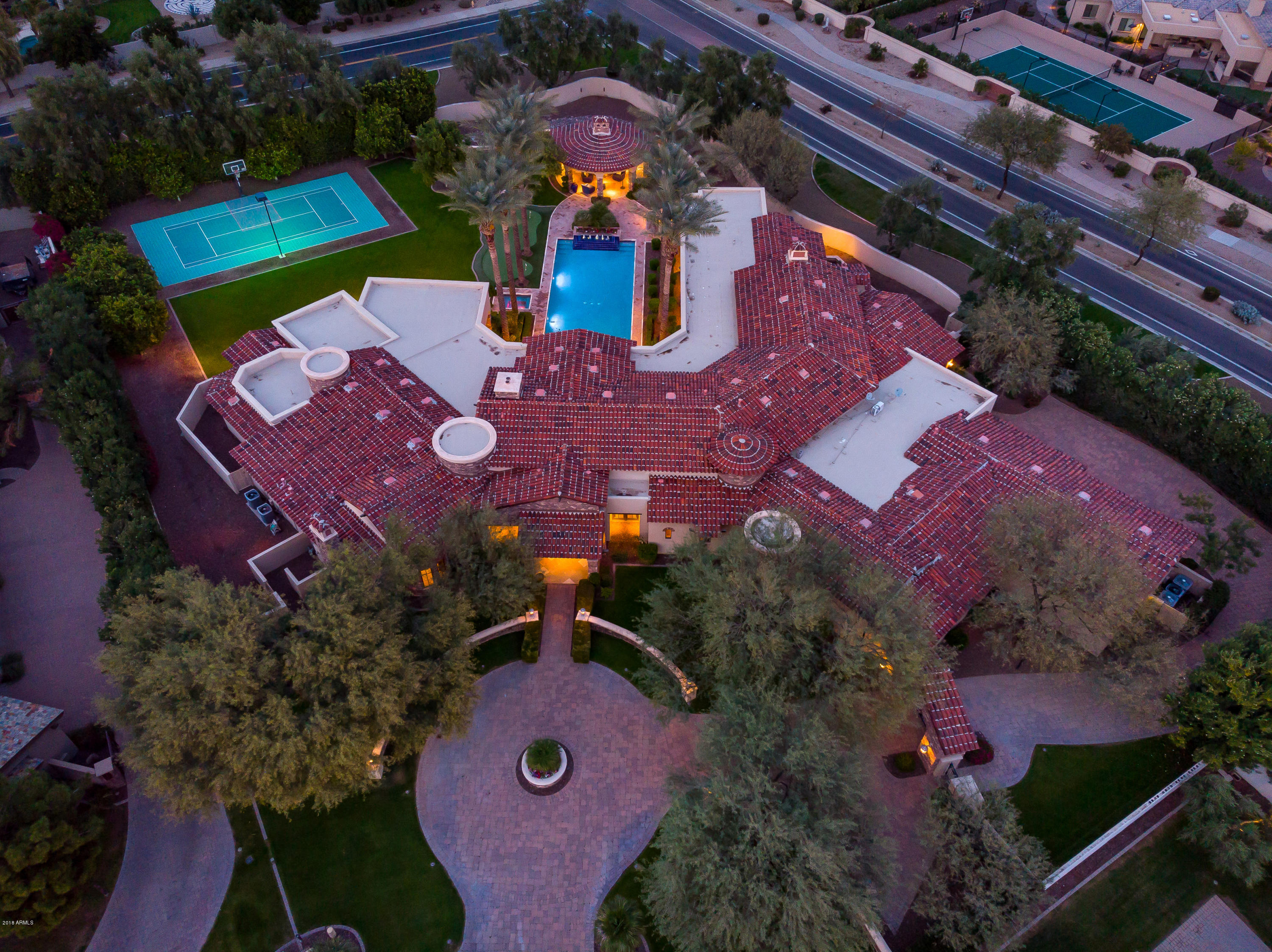6390 East Royal Palm Road Paradise Valley, AZ 85253 - Photo 52 of 58 an aerial view of residential house with outdoor space and swimming pool