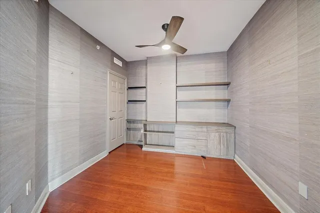 a view of empty room with empty racks