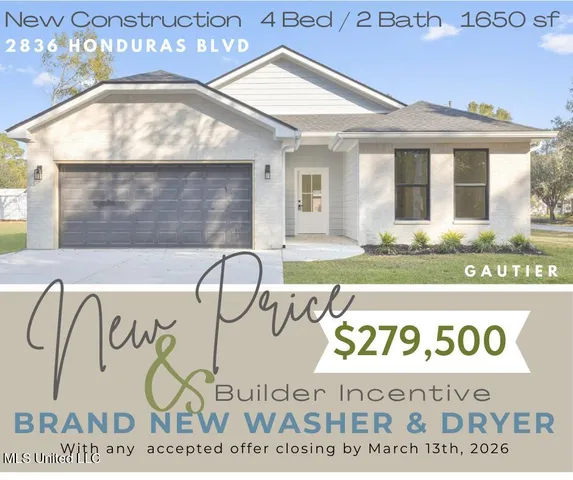 $279,500 | 2836 Honduras Drive, Gautier, MS 39553