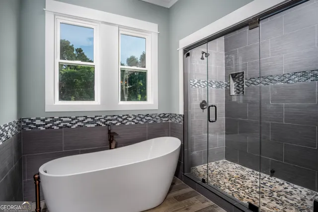 an aerial view of a house