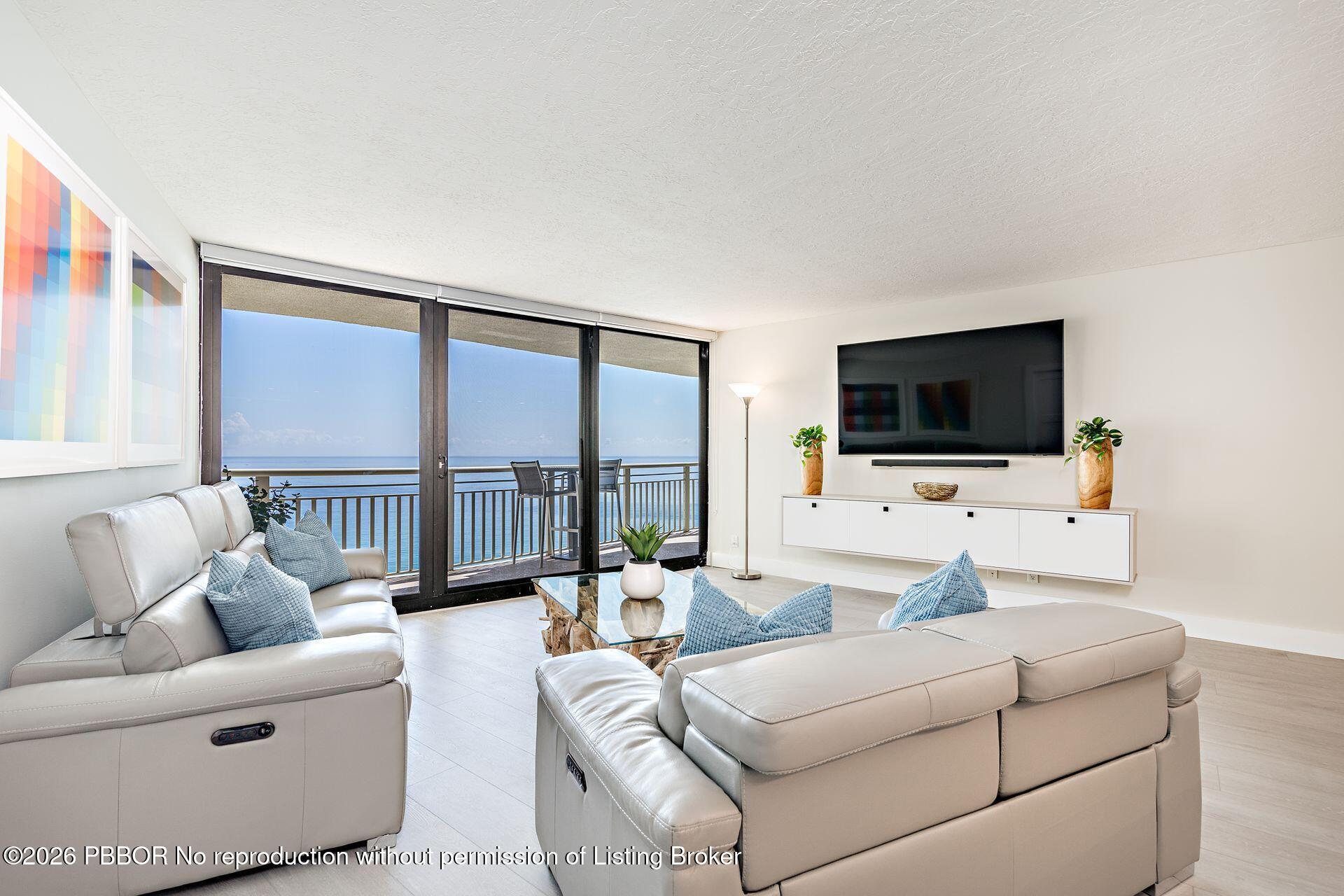 3000 North Ocean Drive, Unit 32E Riviera Beach, FL 33404 - Photo 16 of 36 a living room with furniture and a flat screen tv