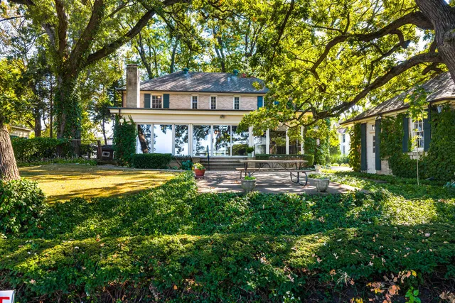 a view of a yard with a tree