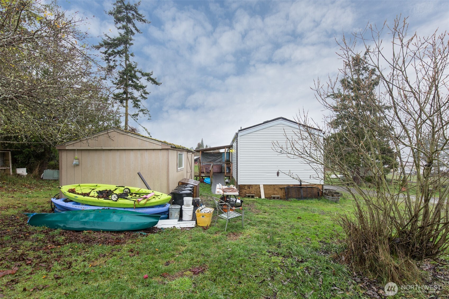 501 McCarver Road Port Angeles, WA 98362 - Photo 30 of 36 a view of a backyard with plants and a large tree