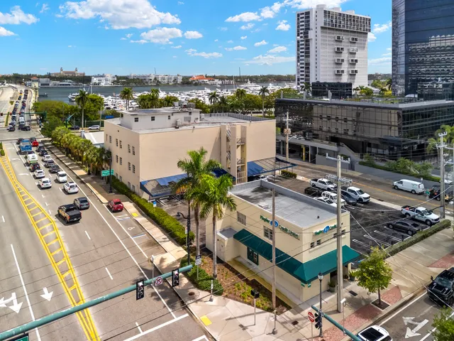a view of a city with tall buildings