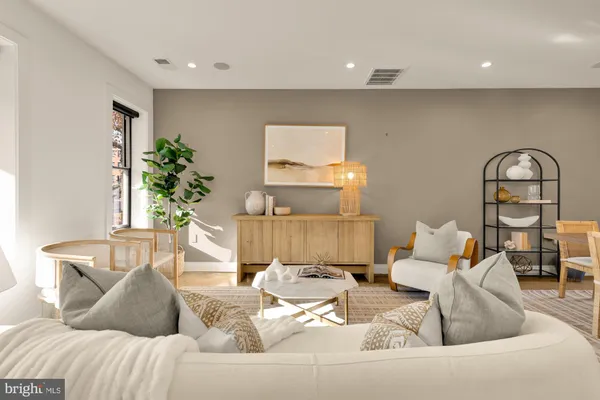 a living room with furniture