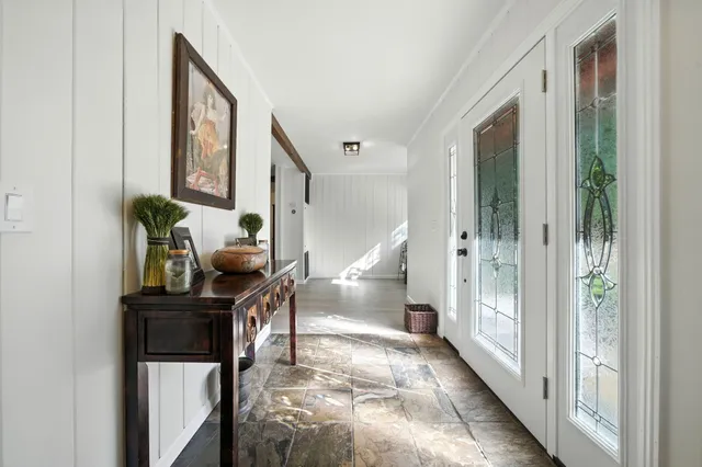 a view of a yard with plants