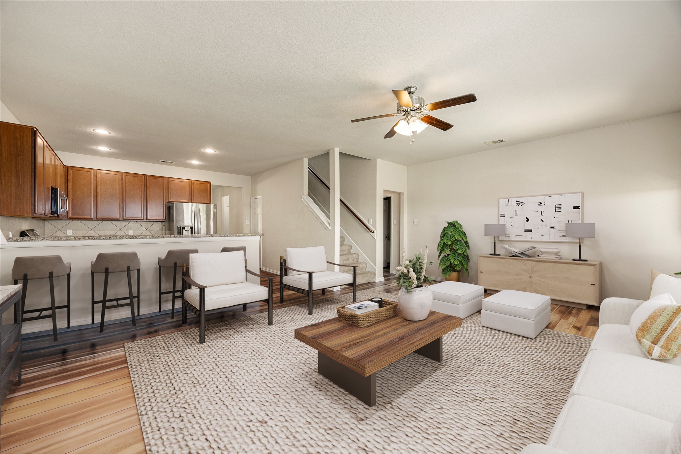 4202 Brightridge Drive Rosenberg, TX 77471 - Photo 5 of 23 a living room with furniture kitchen view and a chandelier
