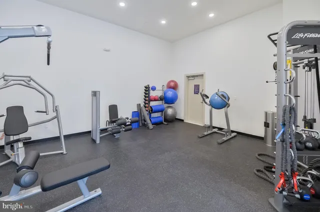a view of a room with gym equipment