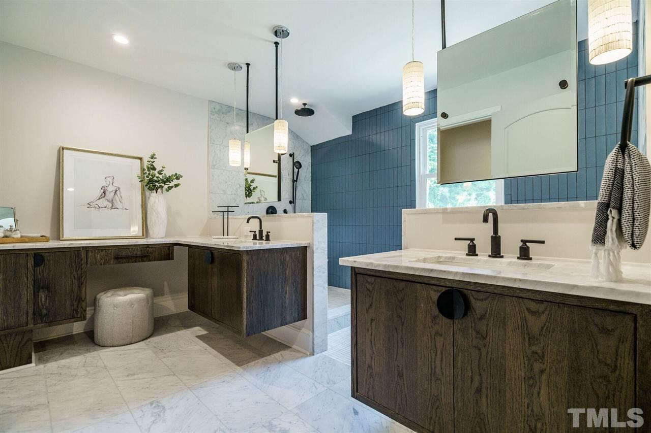 2005 Banbury Road Raleigh, NC 27608 - Photo 19 of 30 Marble Countertops, Floating Vanities, Soaking Tub, Enormous Shower (waiting on shower glass installation)