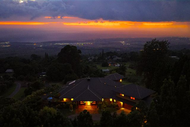 a view of a lake in a sunset
