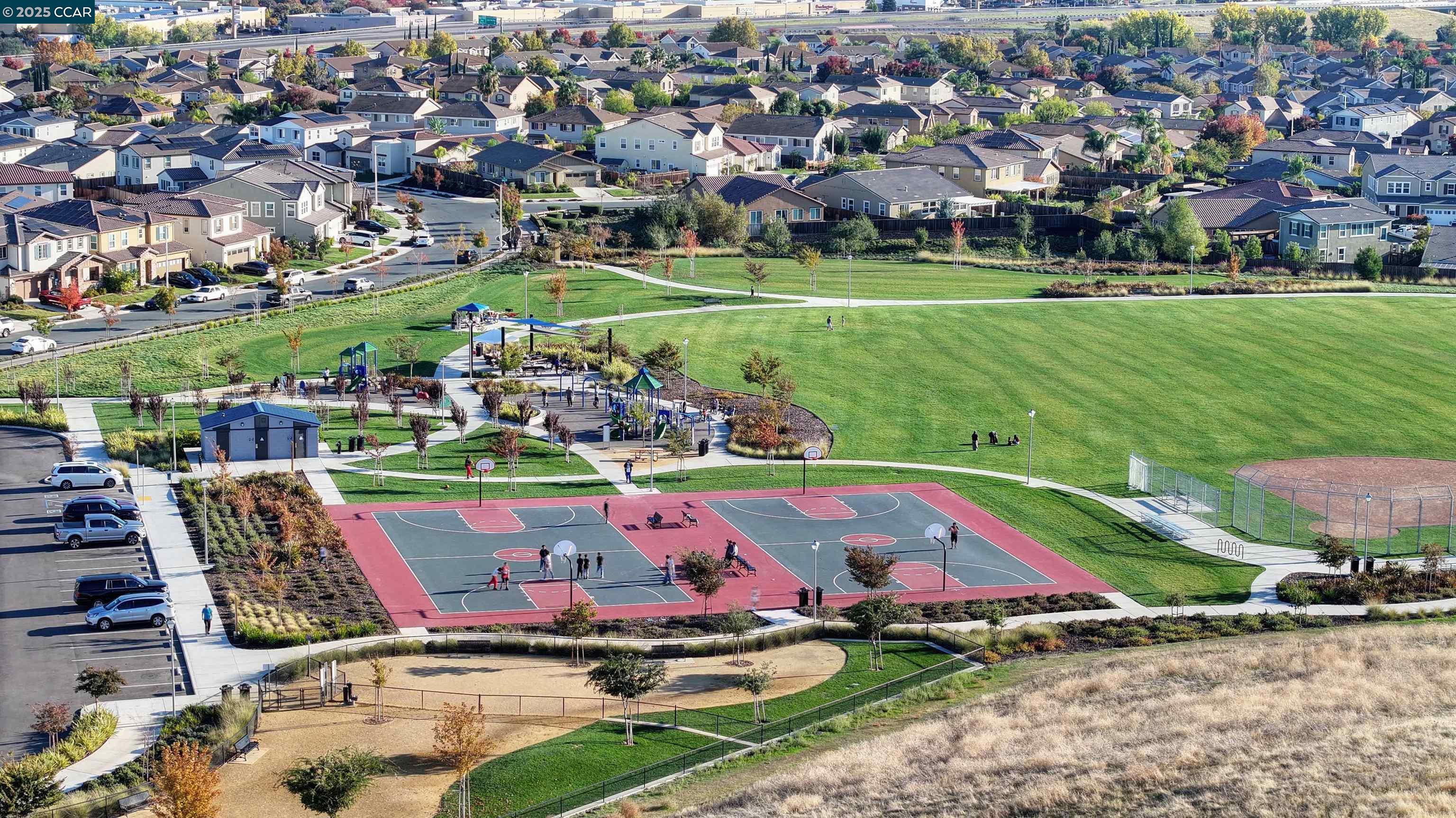 5541 Promontory Way Antioch, CA 94531 - Photo 14 of 59 an aerial view of multiple house with a swimming pool yard and outdoor seating