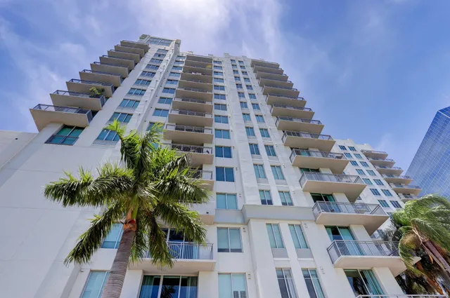 a front view of multi story residential apartment building