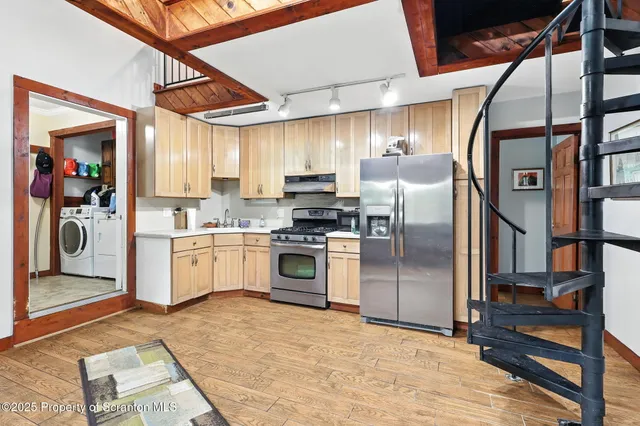 an outdoor space with seating