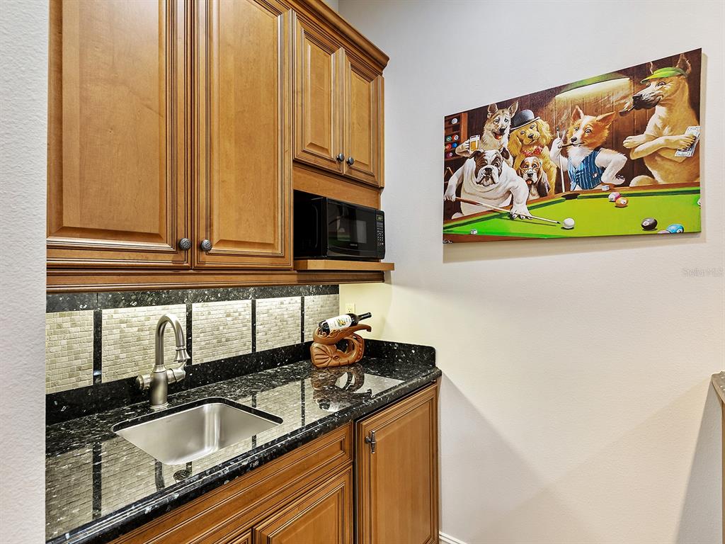 19428 Ganton Avenue Lakewood Ranch, FL 34202 - Photo 64 of 96 a kitchen with stainless steel appliances granite countertop a sink and a microwave