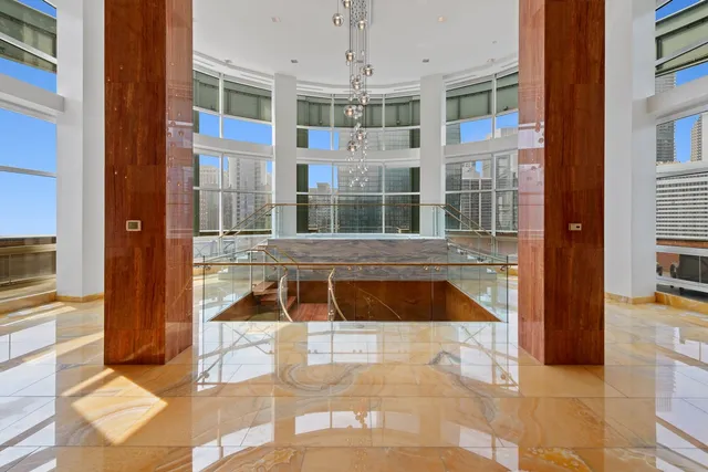 a view of a lobby with a tv