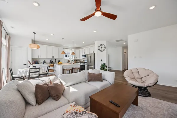 a living room with furniture