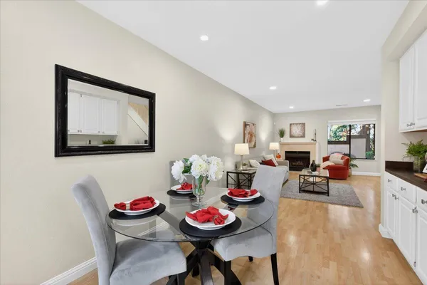 a living room with furniture and furniture