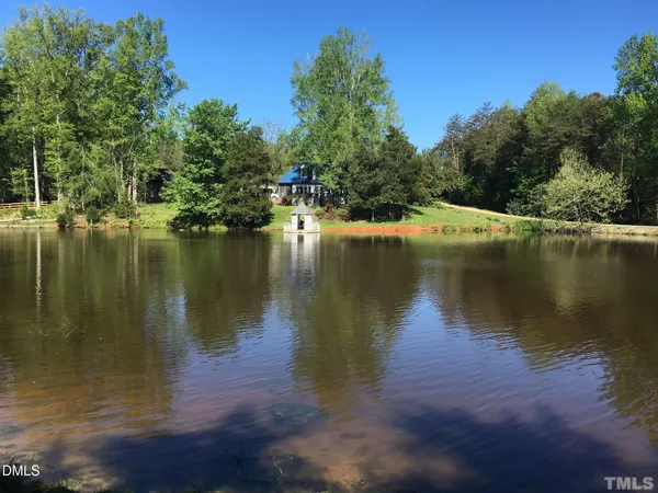 a view of a lake view with houses in back