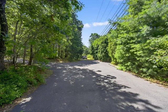 a view of a street with a yard