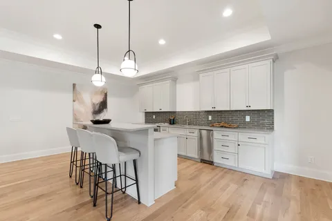 a view of a garden with an outdoor space