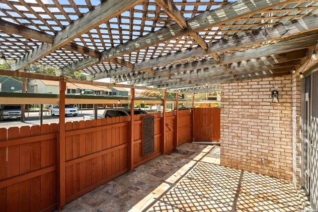 a view of a storage with an outdoor space