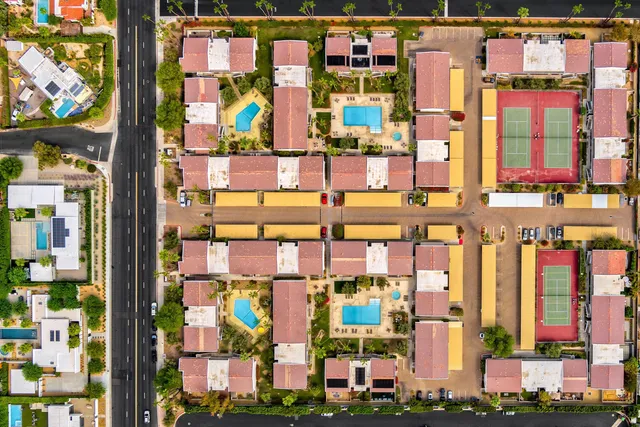 a view of city and mountain