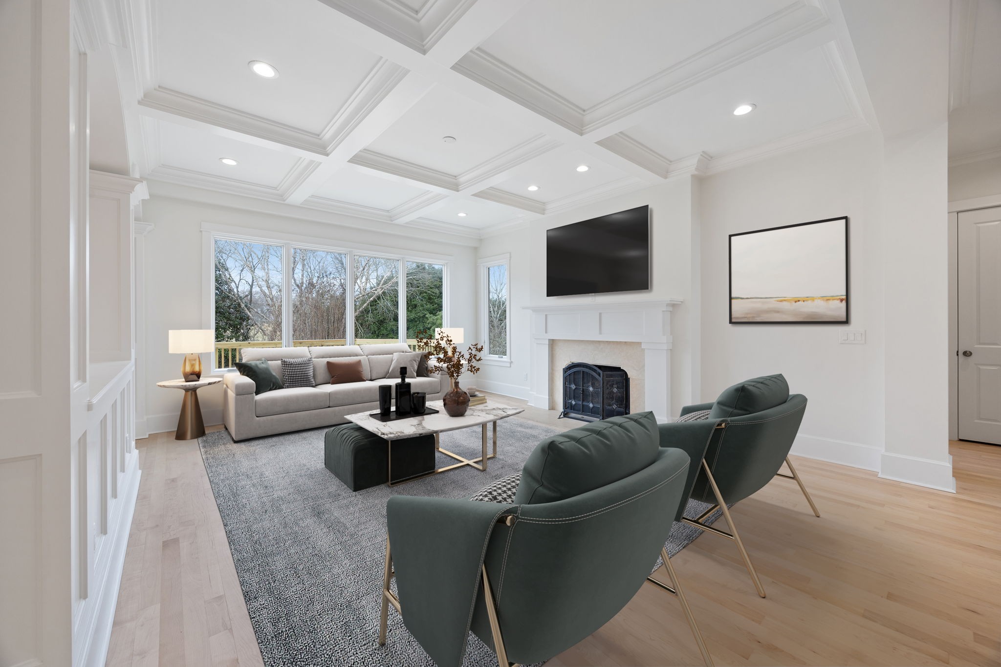 833 Highgrove Circle Franklin, TN 37069 - Photo 19 of 83 a living room with furniture a fireplace and a flat screen tv