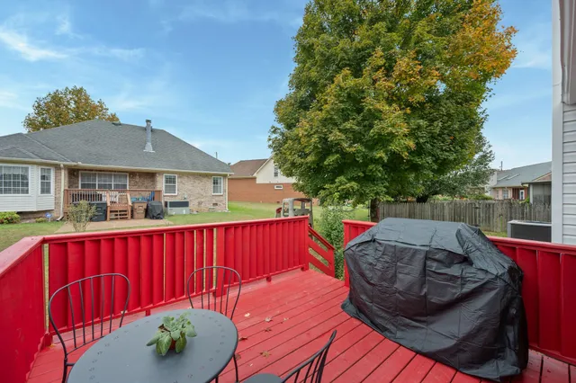 a view of a chairs and table in the backyard