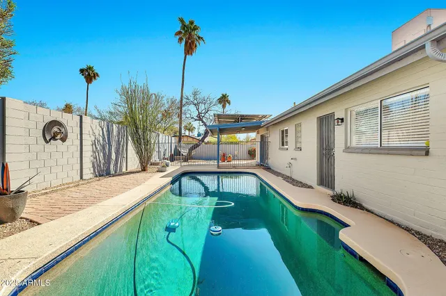 a view of balcony with a potted plant