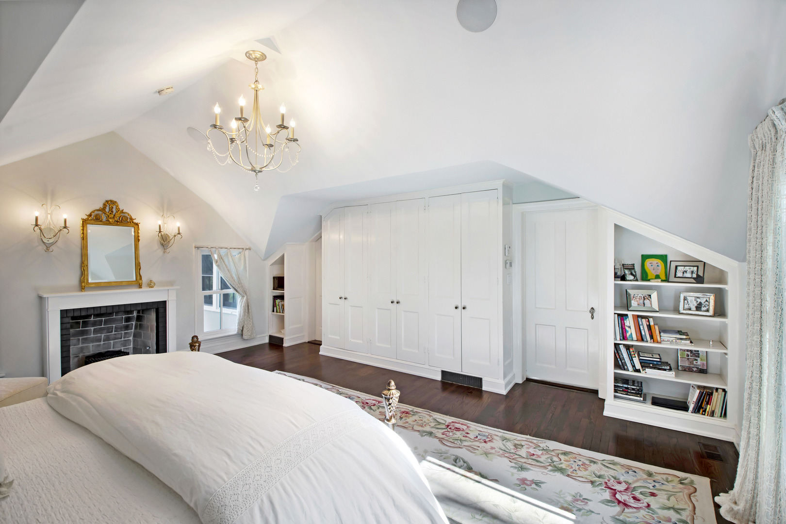 1380 Elm Tree Road Lake Forest, IL 60045 - Photo 21 of 43 a spacious bedroom with a bed and a fireplace