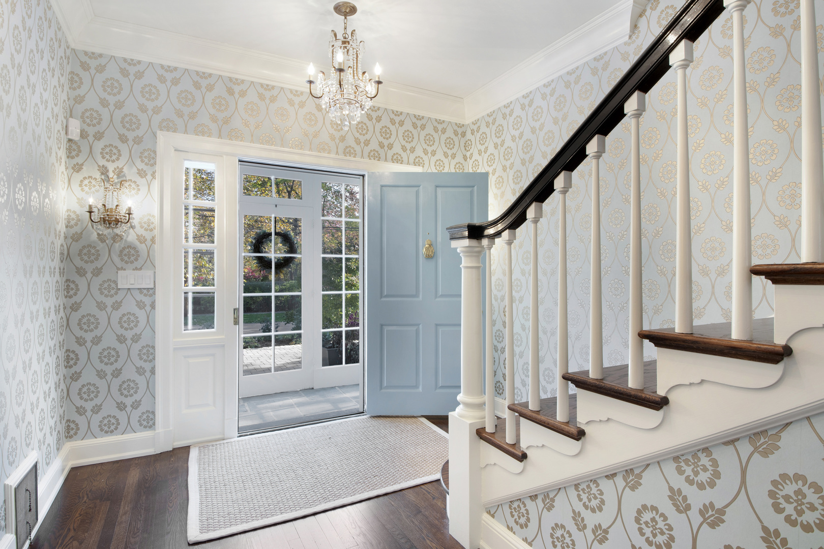 1380 Elm Tree Road Lake Forest, IL 60045 - Photo 4 of 43 a view of an entryway with wooden floor and stairs