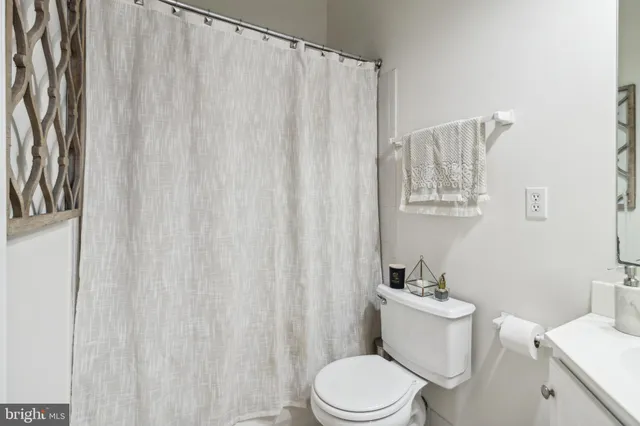 a white toilet sitting next to a shower curtain