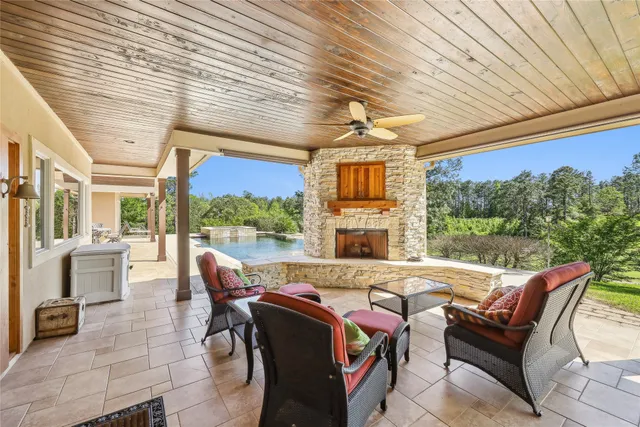 a outdoor living space with furniture and garden view