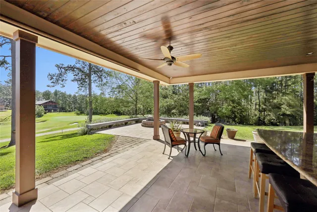 a lobby with furniture and a porch