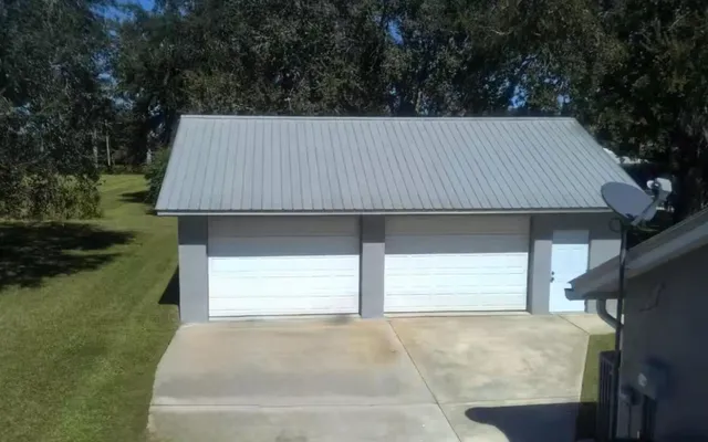 a view of backyard of house