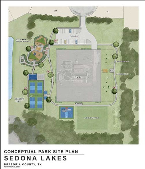 3115 Currant Drive Manvel, TX 77578 - Photo 47 of 48 Approved park plan provided by Sedona Lakes MUD #1 with basketball and pickleball courts, dog park, and playground.