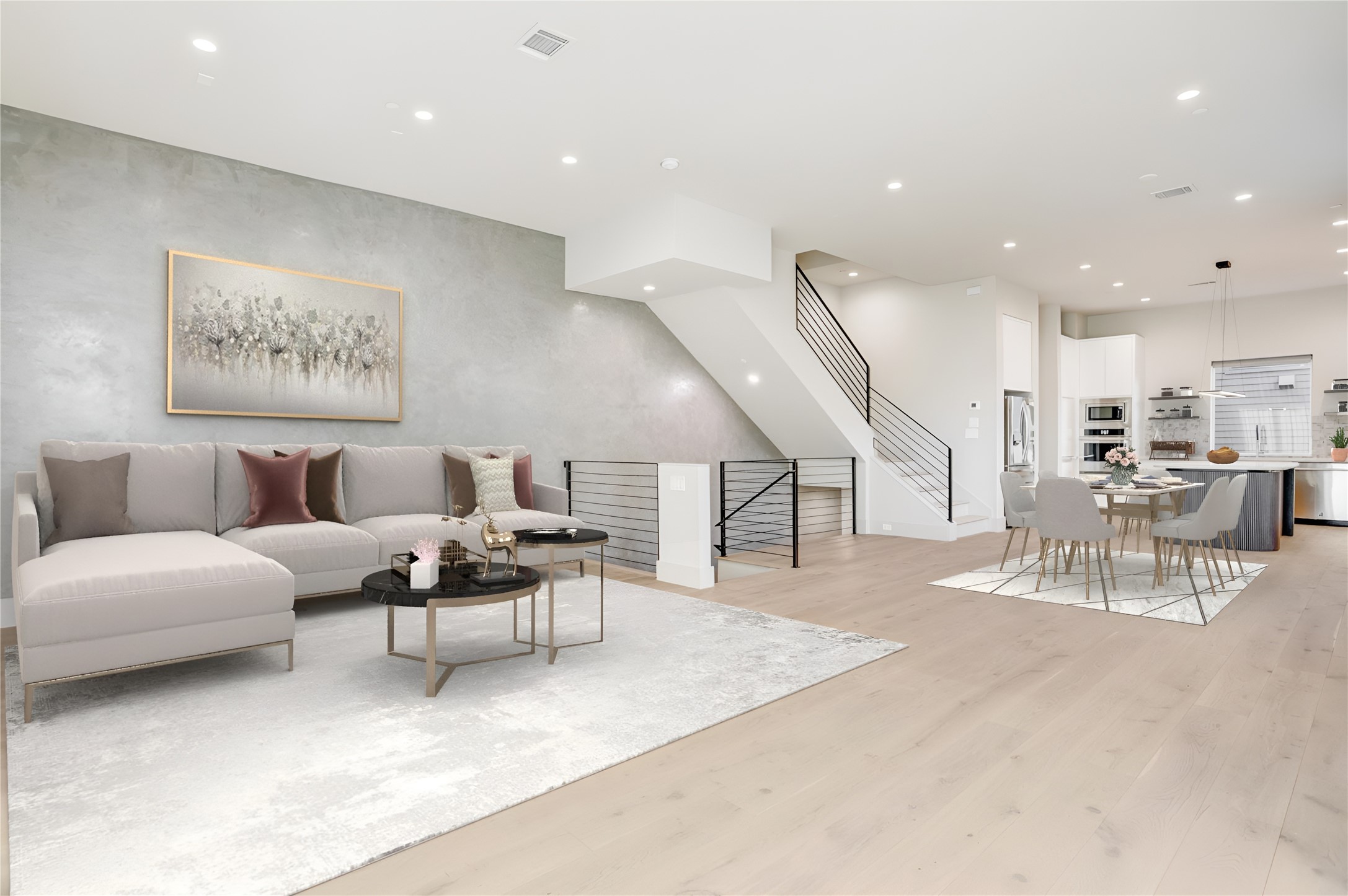 1116 Peden Street Houston, TX 77006 - Photo 21 of 48 Virtually Staged Living Room and Dining Area